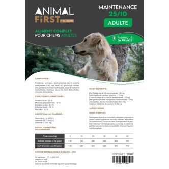 Animal First croquettes pour chien Maintenance 25/10
