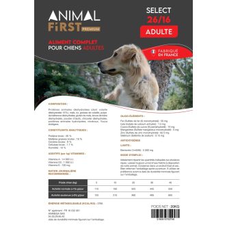 Animal First croquettes pour chien Premium Select 26/16