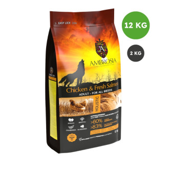Ambrosia croquettes pour chien adulte poulet et saumon 12kg
