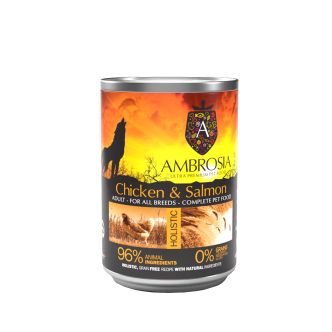 Ambrosia pâtée pour chien poulet et saumon 400g